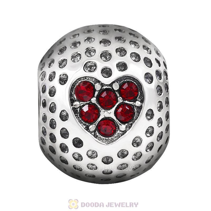 Golf Ball Charm with Siam Crystal Love