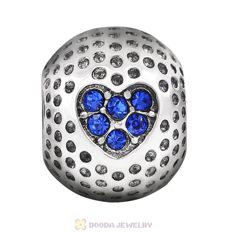 Golf Ball Charm with Sapphire Crystal Love