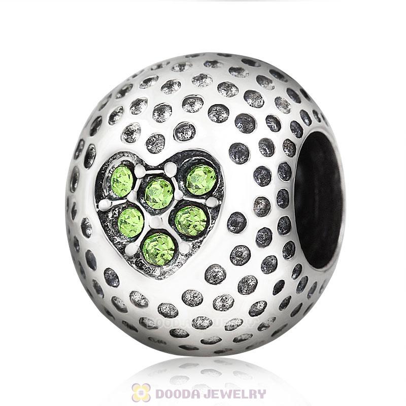 Golf Ball Charm with Peridot Crystal Love
