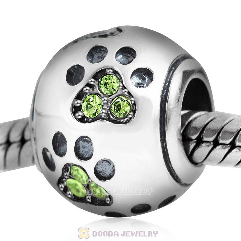 Dog Paw Print Charm Peridot Crystal