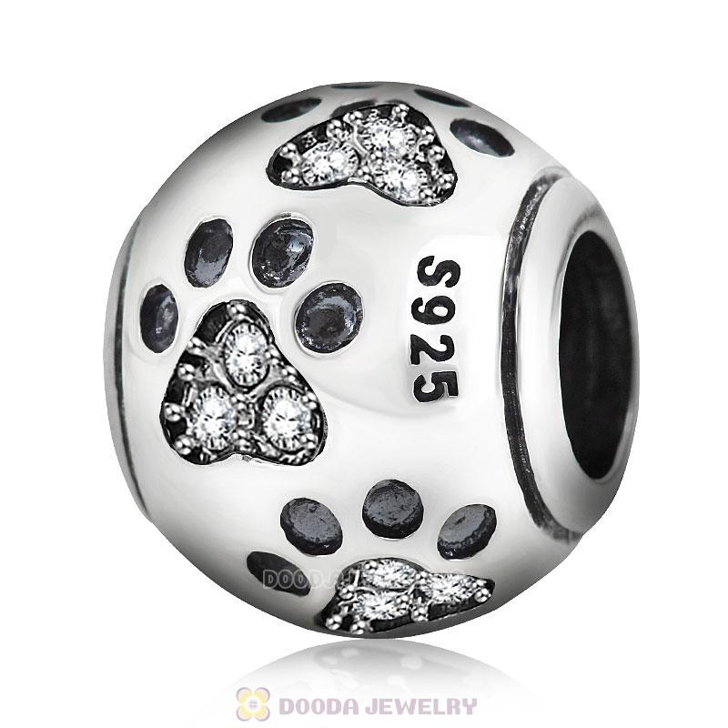 Dog Paw Print Charm Clear Crystal