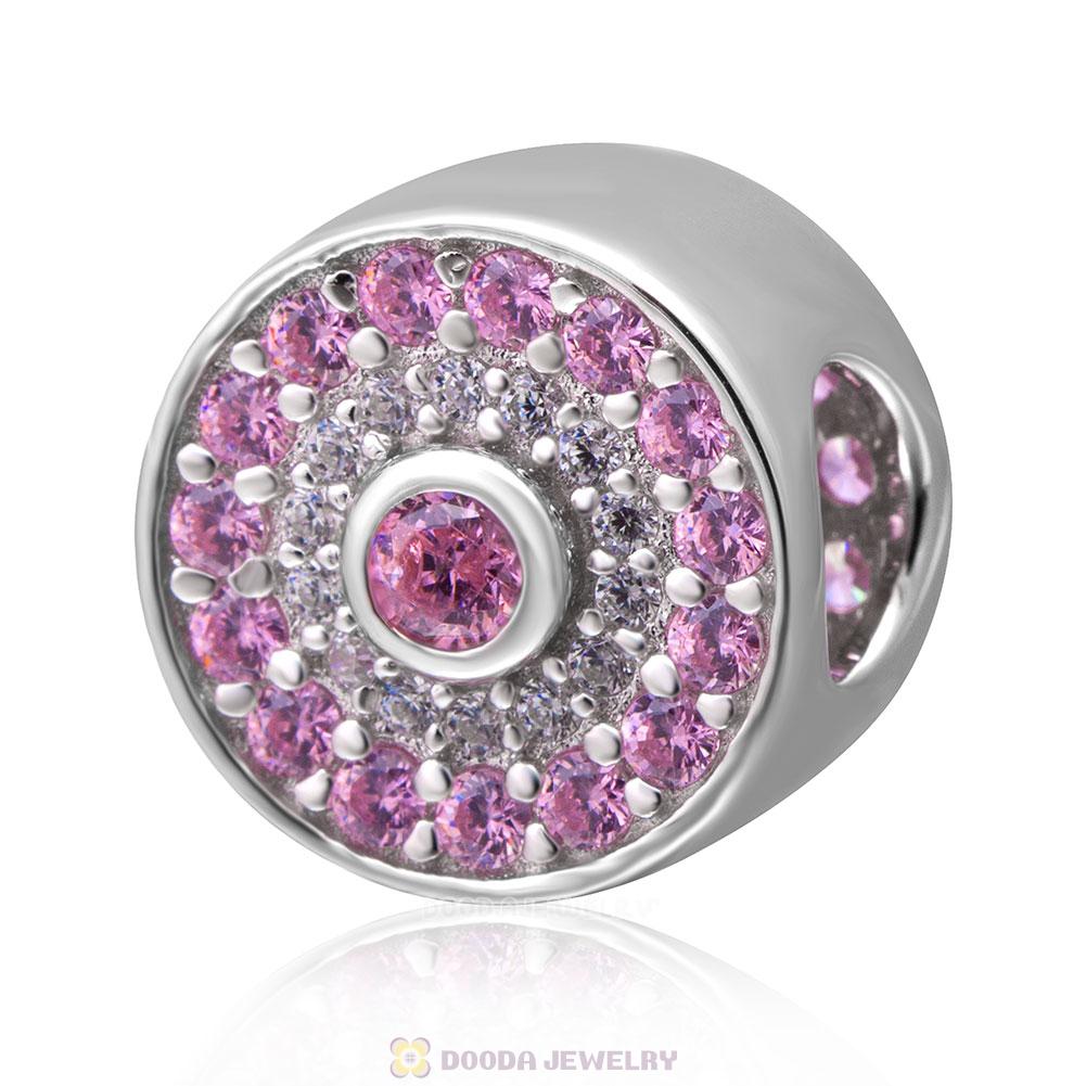 Pink Cubic Zirconia Candy Charm Bead