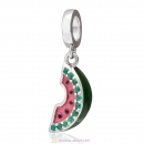 Watermelon Dangle Charm with Green Cubic Zirconia