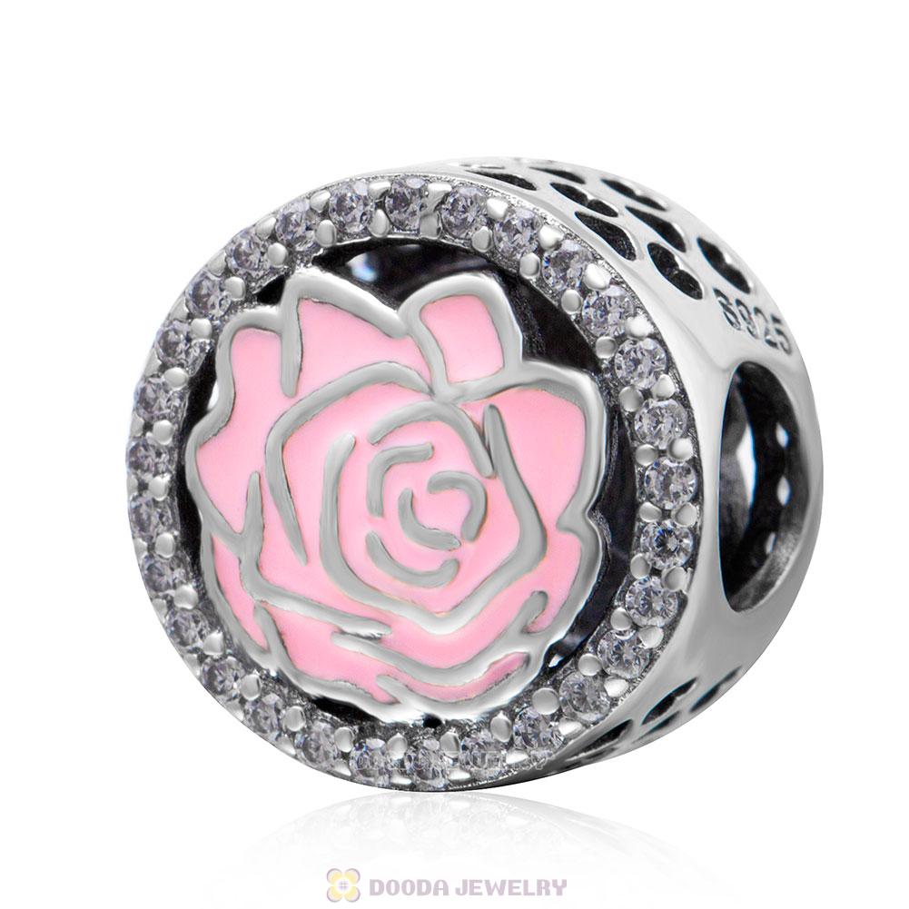 Perfect Pink Rose Flower Charm Beads