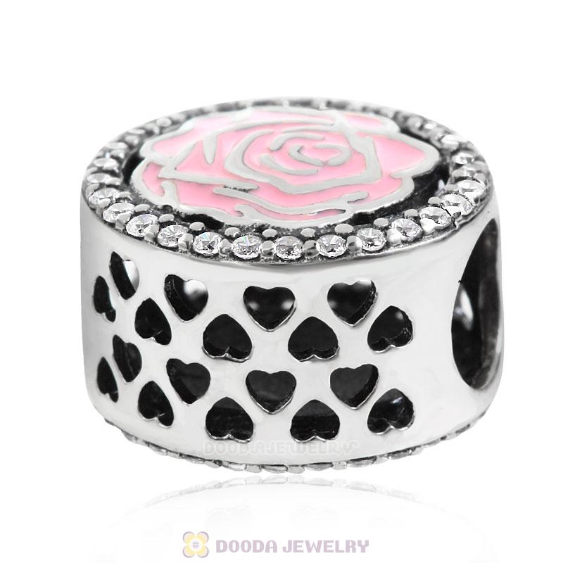 Perfect Pink Rose Flower Charm Beads