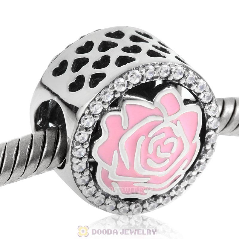 Perfect Pink Rose Flower Charm Beads