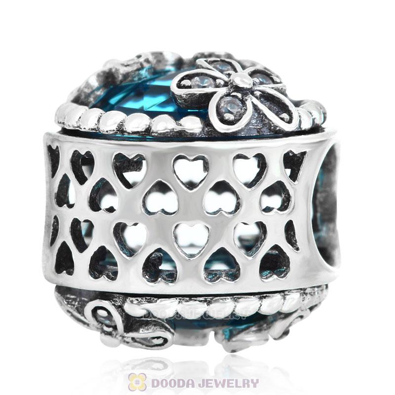 Dazzling Daisy Meadow Charm Blue Crystal and Clear CZ