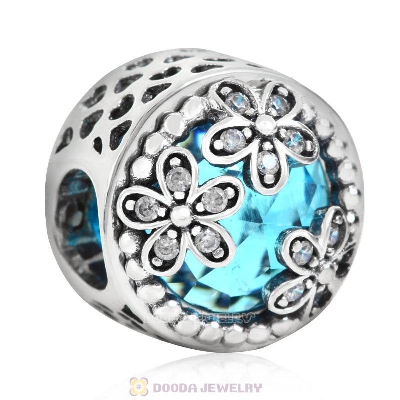 Dazzling Daisy Meadow Charm Blue Crystal and Clear CZ