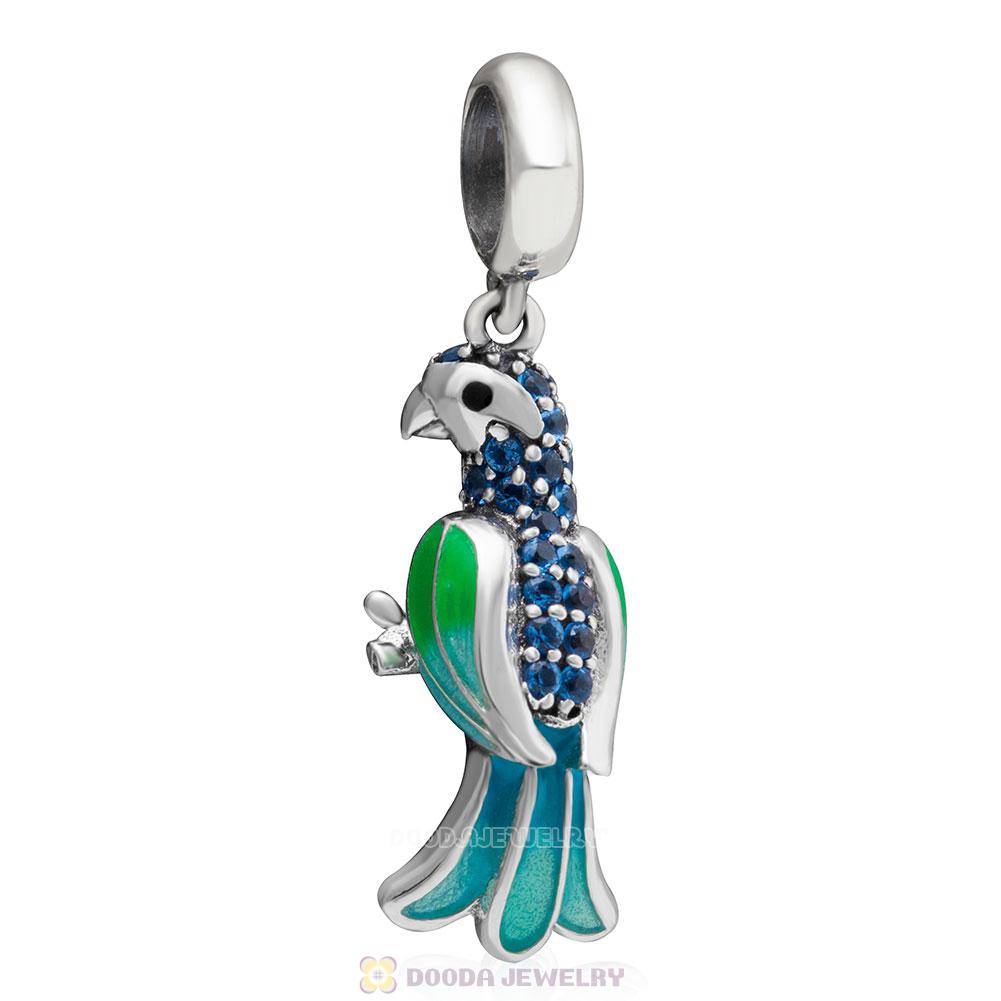 Tropical Parrot Dangle Charm with Enamel