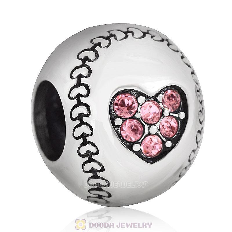 Pink Austrian Crystal Love Baseball Beads 