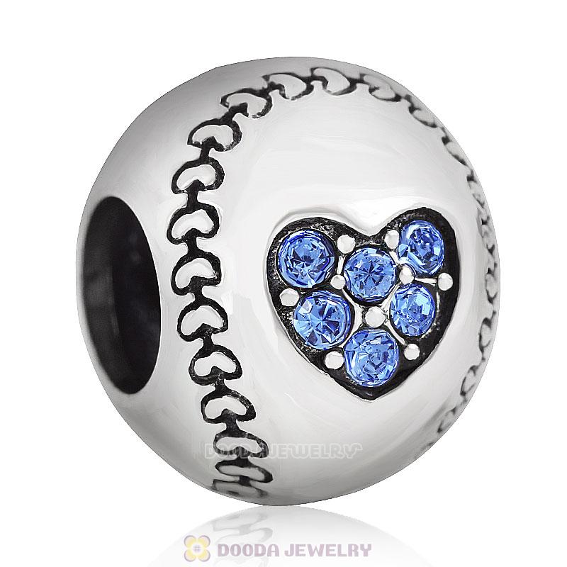 Sapphire Austrian Crystal Love Baseball Beads 