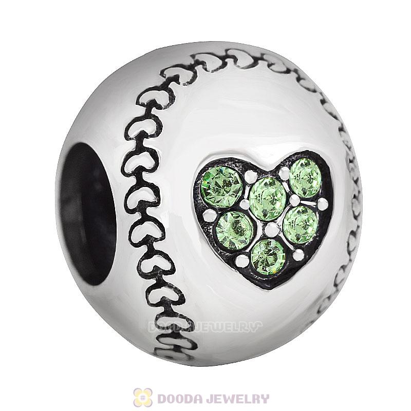 Peridot Austrian Crystal Love Baseball Beads 