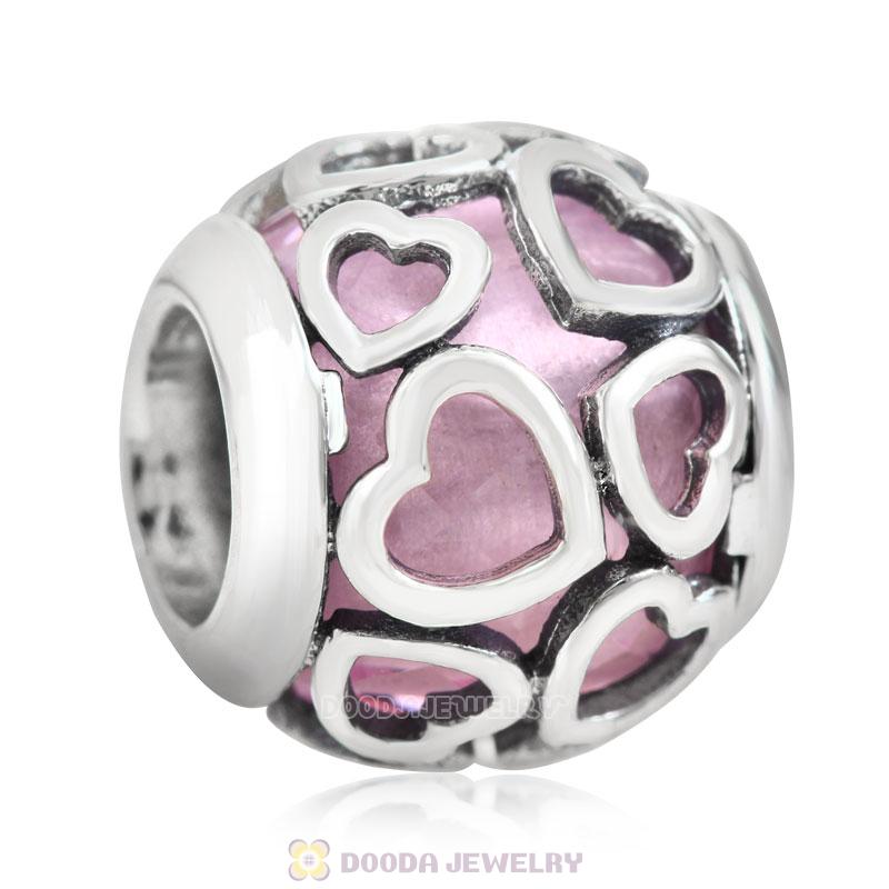 Encased in Love Charm Pink Rhinestones
