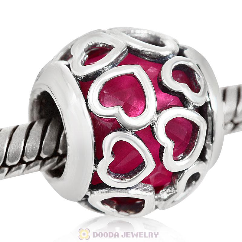 Encased in Love Charm Rose Rhinestones