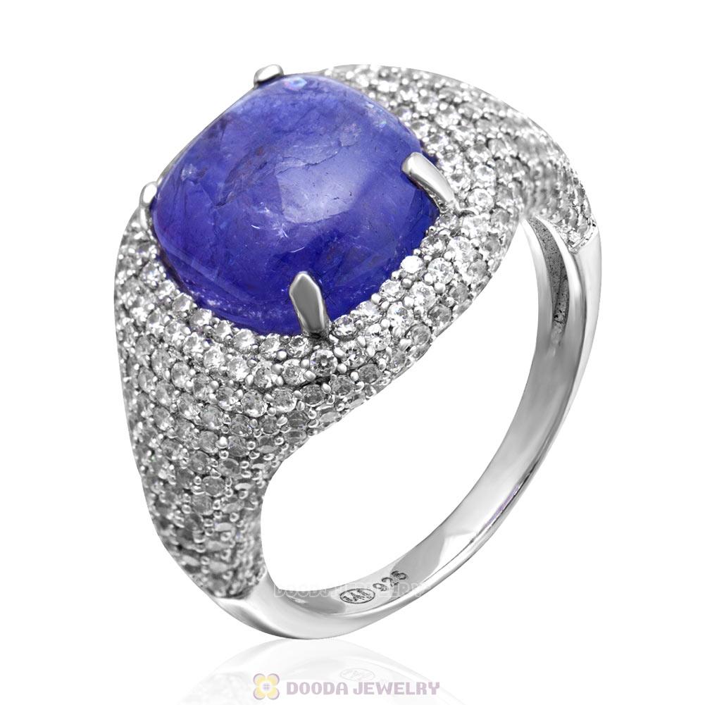 Artificial Blue Gem Sterling Silver Ring