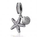 Tropical Starfish and Sea Shell Charms with Clear CZ