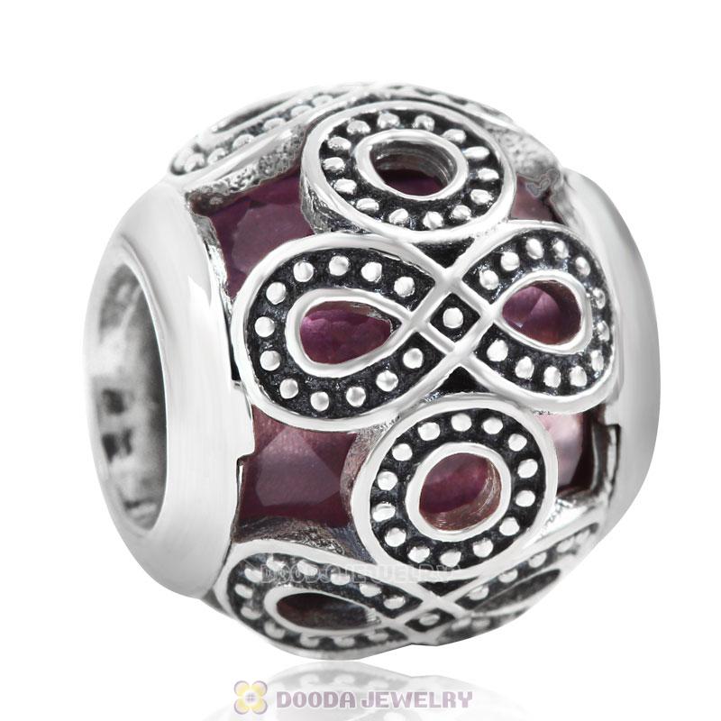 Infinite Love Charm Purple Rhinestones