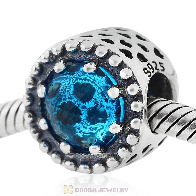 Radiant Hearts with Sky Blue and Clear CZ Charm Bead