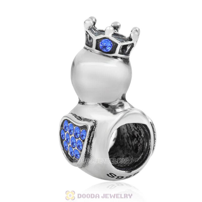 Pleasing Duck Crown Sapphire Crystal Charm 925 Sterling Silver 