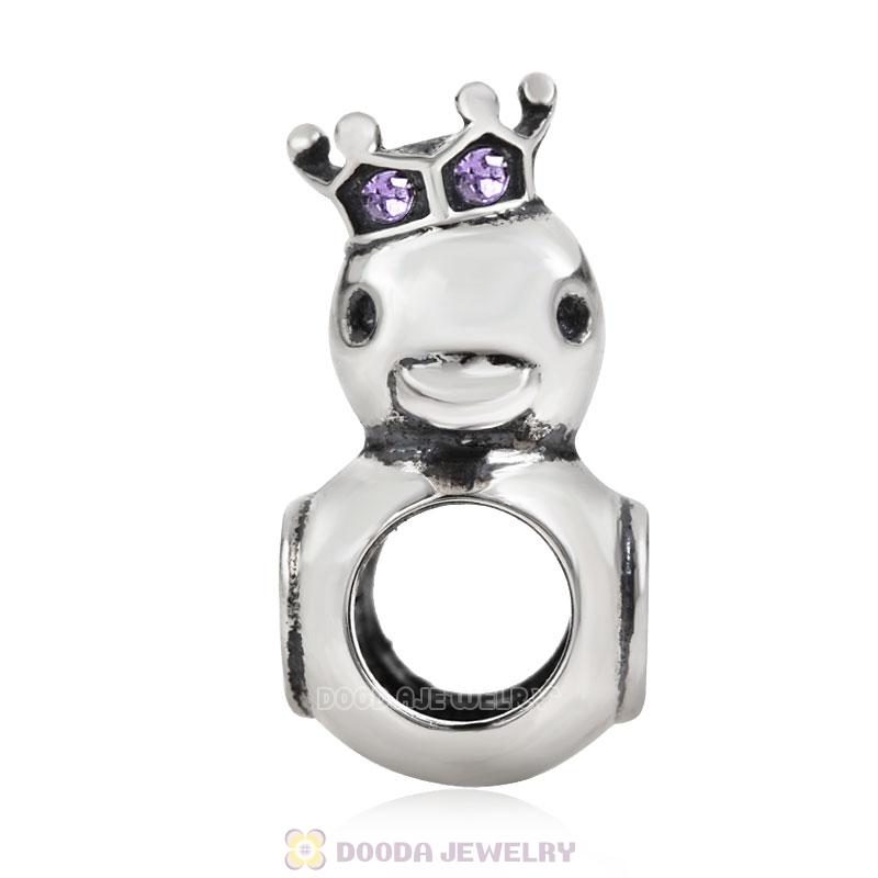 Pleasing Duck Crown Tanzanite Crystal Charm 925 Sterling Silver 