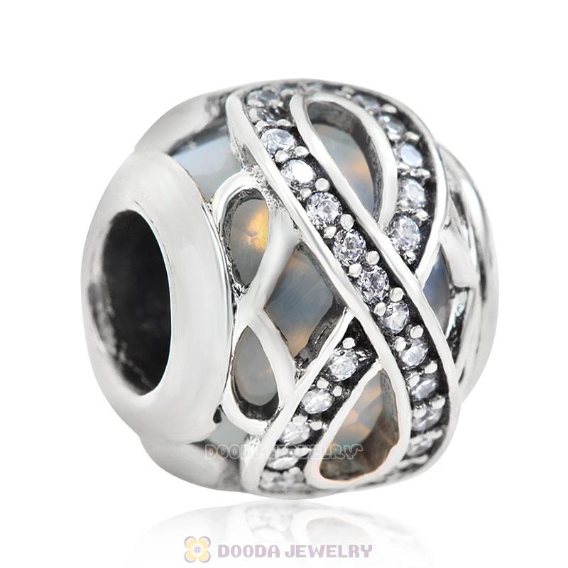 Infinite Love Charm White Rhinestones and Clear CZ