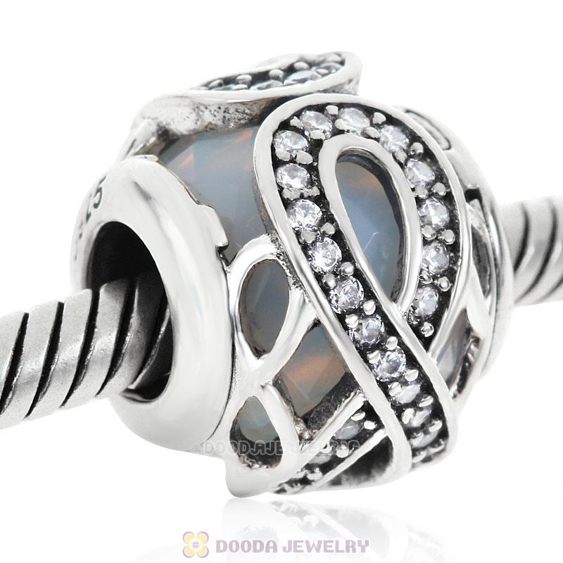 Infinite Love Charm White Rhinestones and Clear CZ