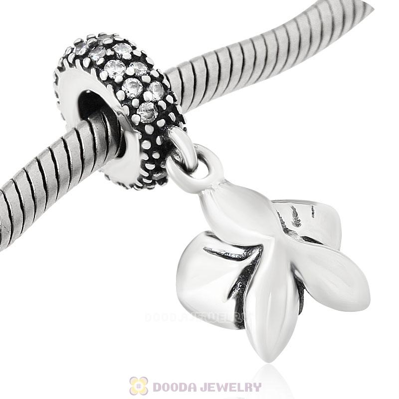 White Orchid Flower with Clear CZ Charm