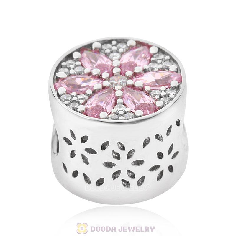 Pink Cubic Zirconia Snowflake Charm