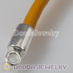 44cm European SlippyYellow Leather Necklace with Sterling Lobster Clasp