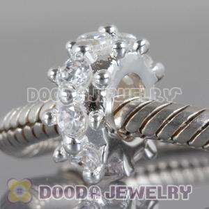 925 Sterling Silver Spacer Beads with Clear Stone