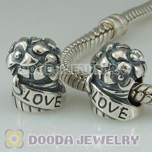 Silver European Father's Day Carnation Flower Charm Beads