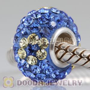 European Austrian crystal blue beads with yellow flower