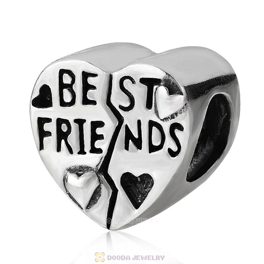 925 Sterling Silver BEST FRIENDS Heart Bead European Compatible