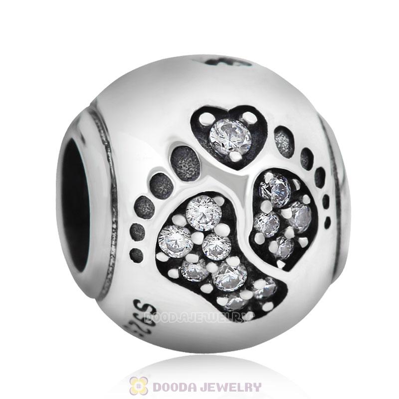 Love Baby Footprint Charm with CZ