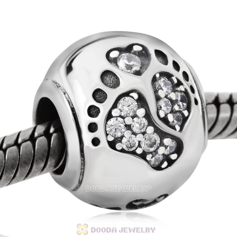 Love Baby Footprint Charm with CZ