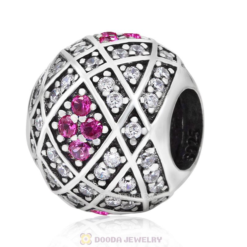 Geometric Charm 925 Sterling Silver with Rose Zircon