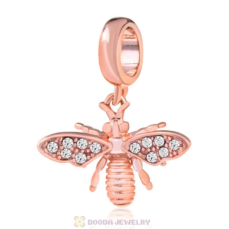 Rose Gold Fly Bee Moth Insect Charms with Crystal