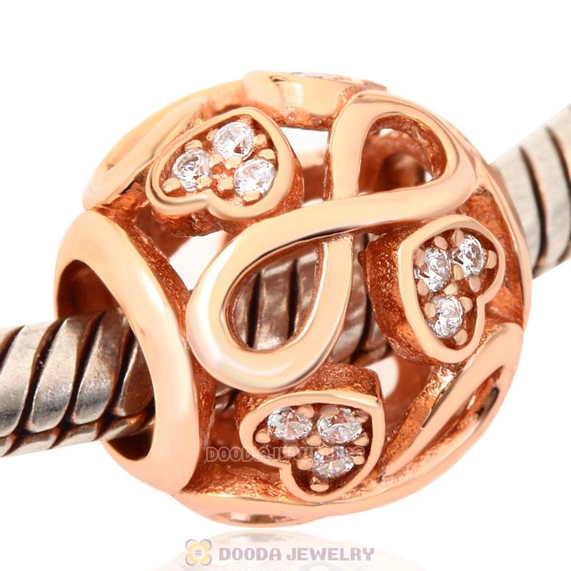 Rose Gold Infinite Love Charm with White Zircon