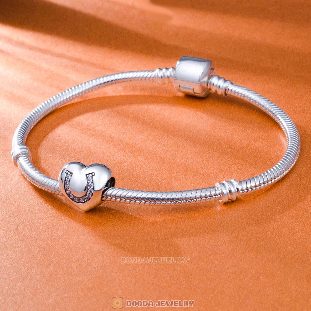 Love Charms with Horseshoe CZ 925 Sterling Silver