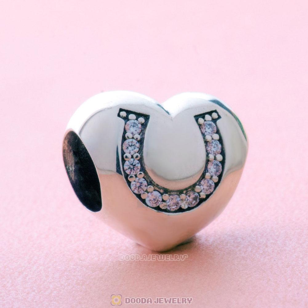 Love Charms with Horseshoe CZ 925 Sterling Silver