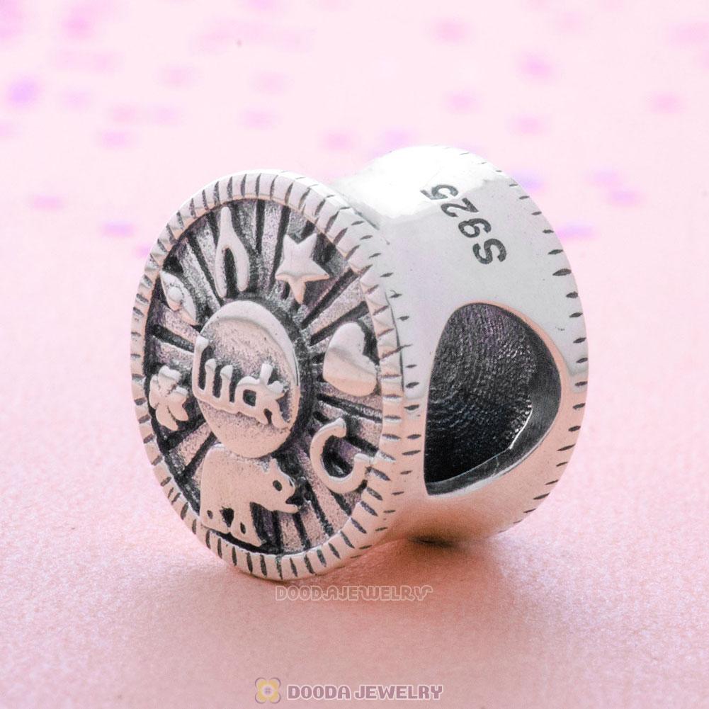 Luck Symbol Charms Beads 925 Sterling Silver 
