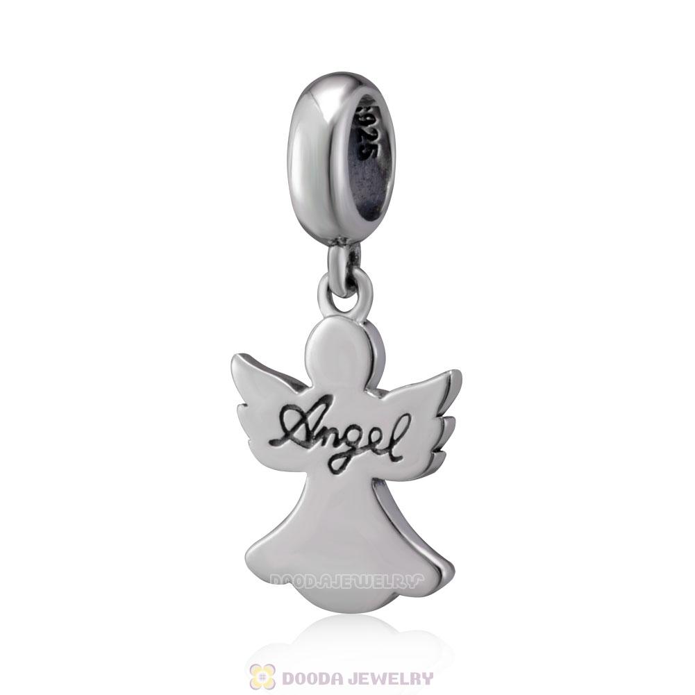 Angel of Love Charms with Clear CZ 925 Sterling Silver 
