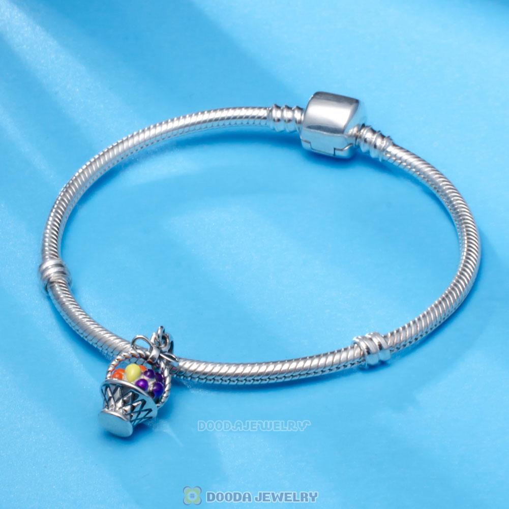 Fruit Basket Dangle Charms 925 Sterling Silver with Enamel