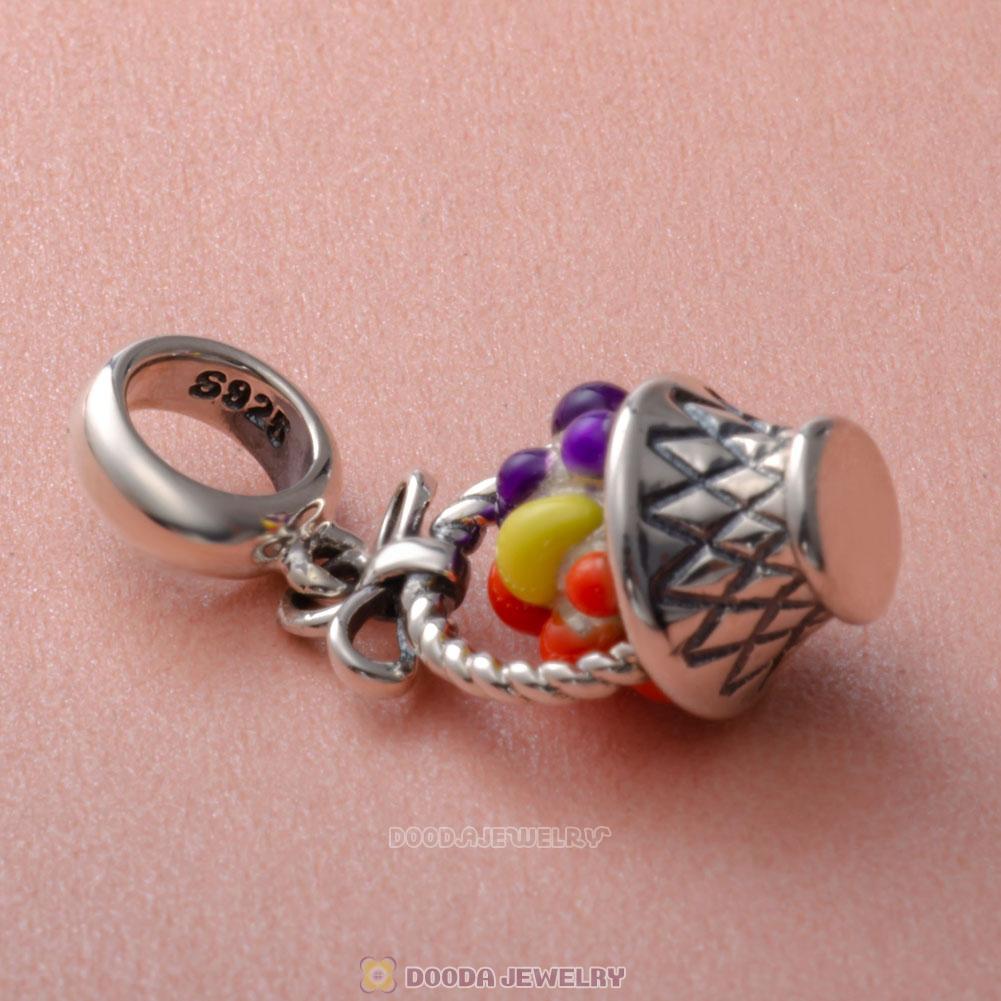 Fruit Basket Dangle Charms 925 Sterling Silver with Enamel