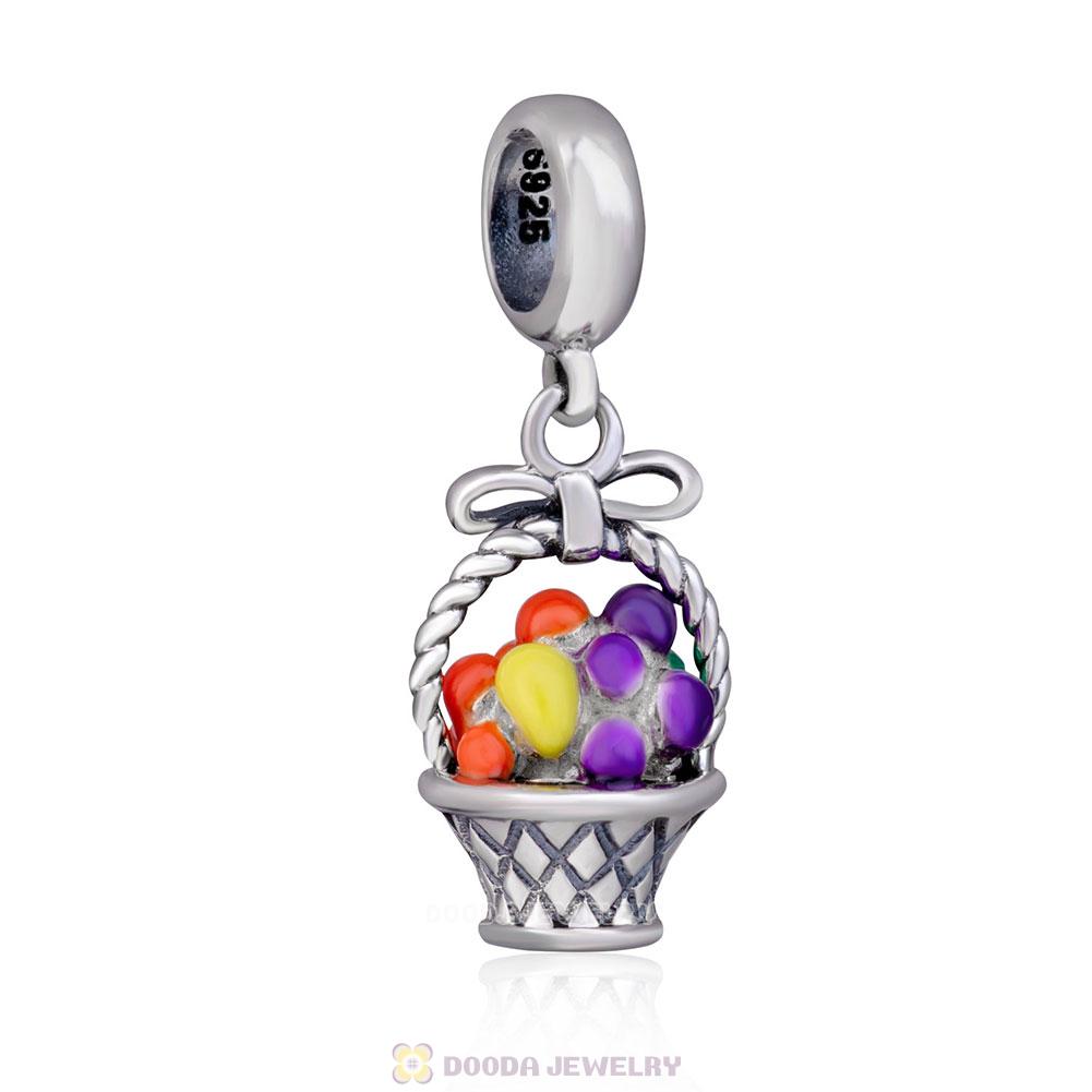 Fruit Basket Dangle Charms 925 Sterling Silver with Enamel