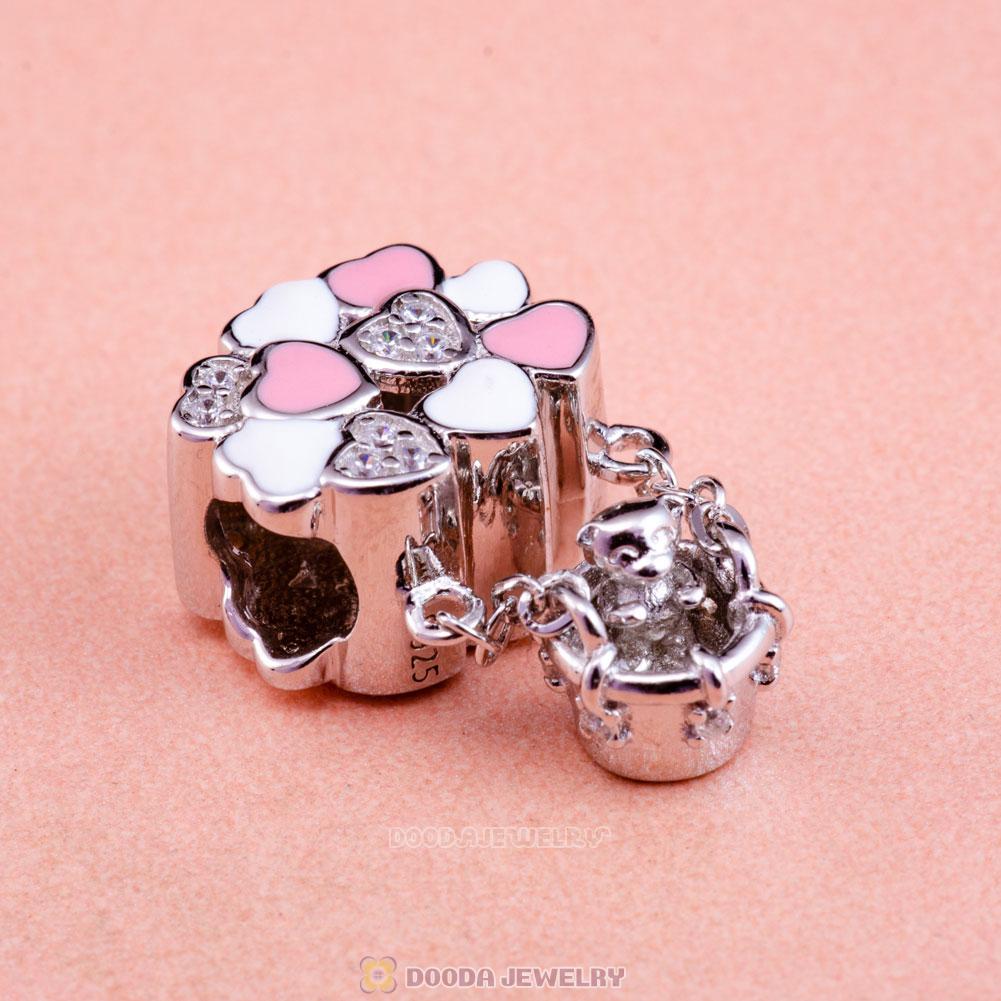 Bear Love Hot Air Balloon Charms 925 Sterling Silver