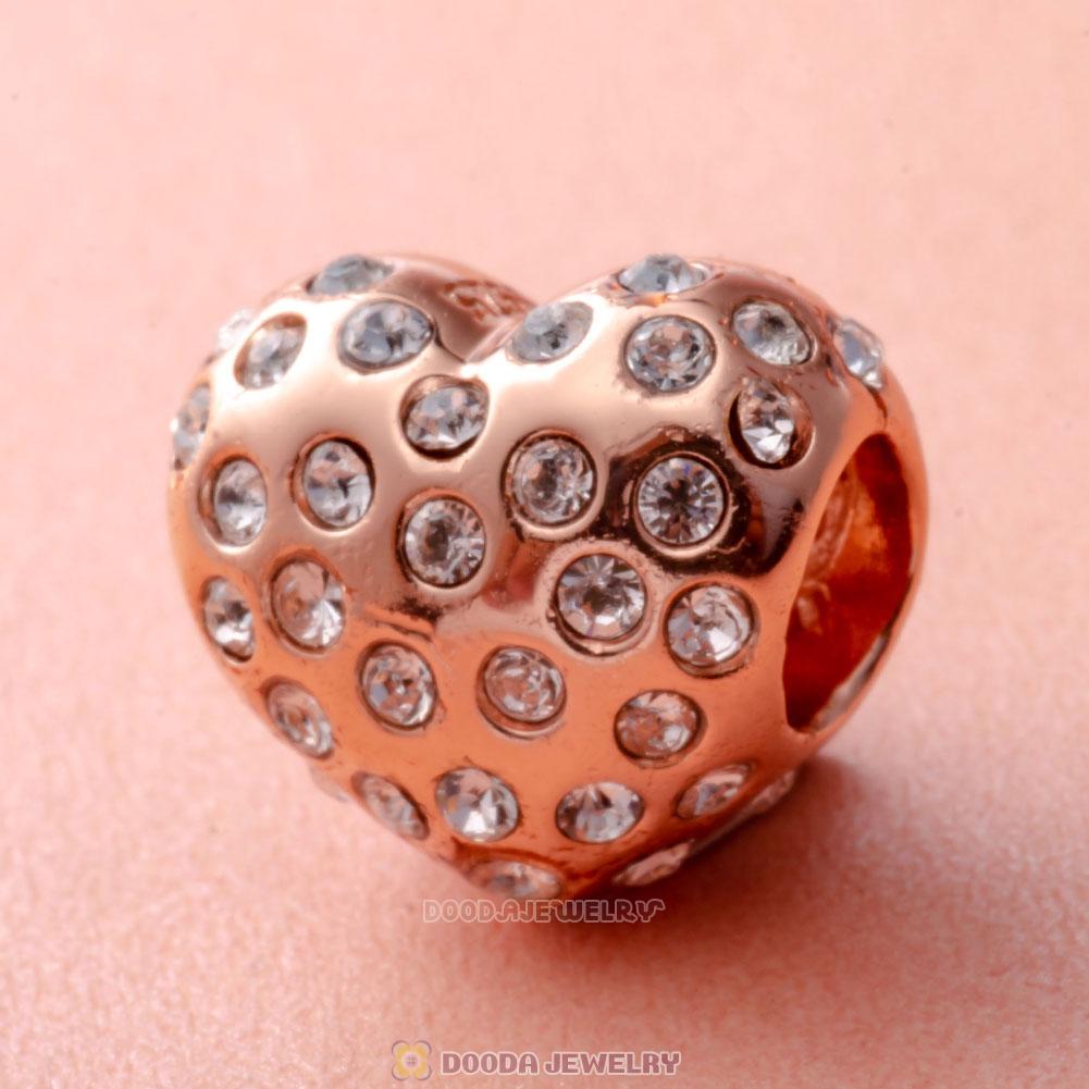 Shimmering Heart Charm Rose Gold 925 Sterling Silver
