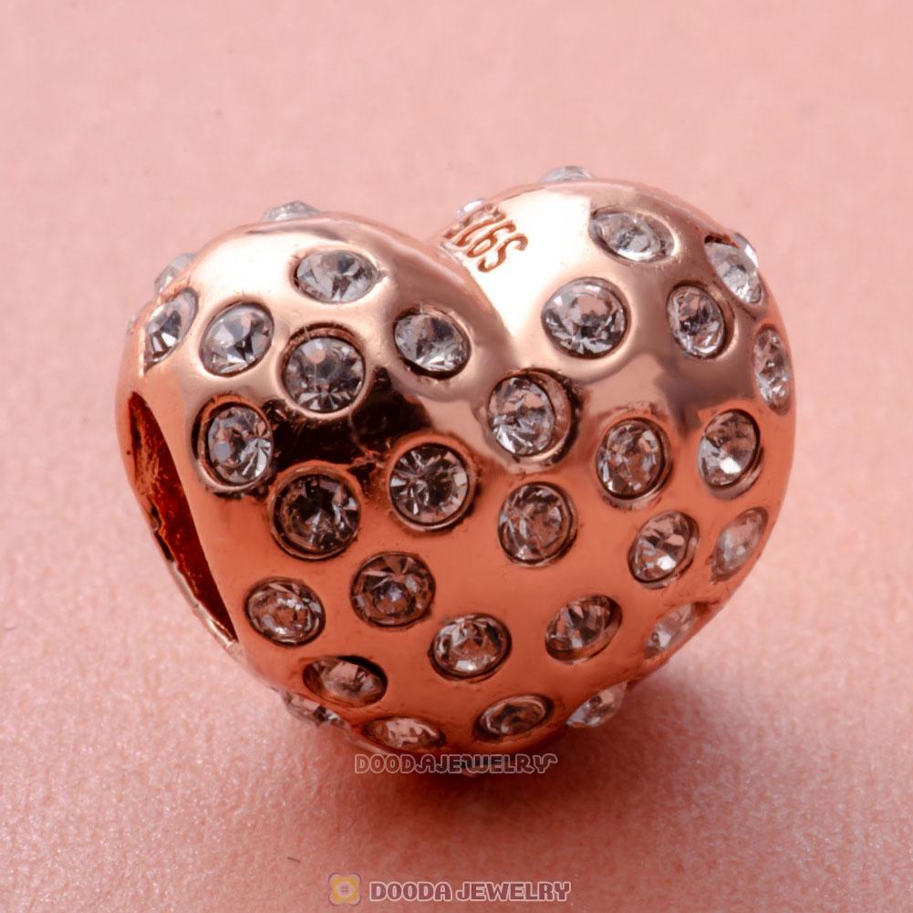 Shimmering Heart Charm Rose Gold 925 Sterling Silver