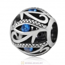 Openwork Evil Eye Charm Bead with Lt Sapphire Zircon