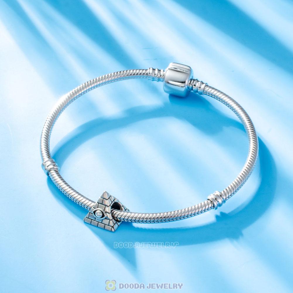 Egyptian Pyramid Charm 925 Sterling Silver with CZ